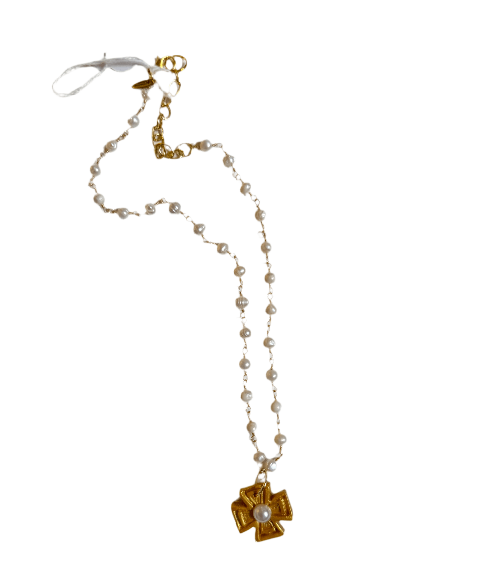 Freshwater Pearl Chain with Anna Pearl Cross - Blissful Boutique