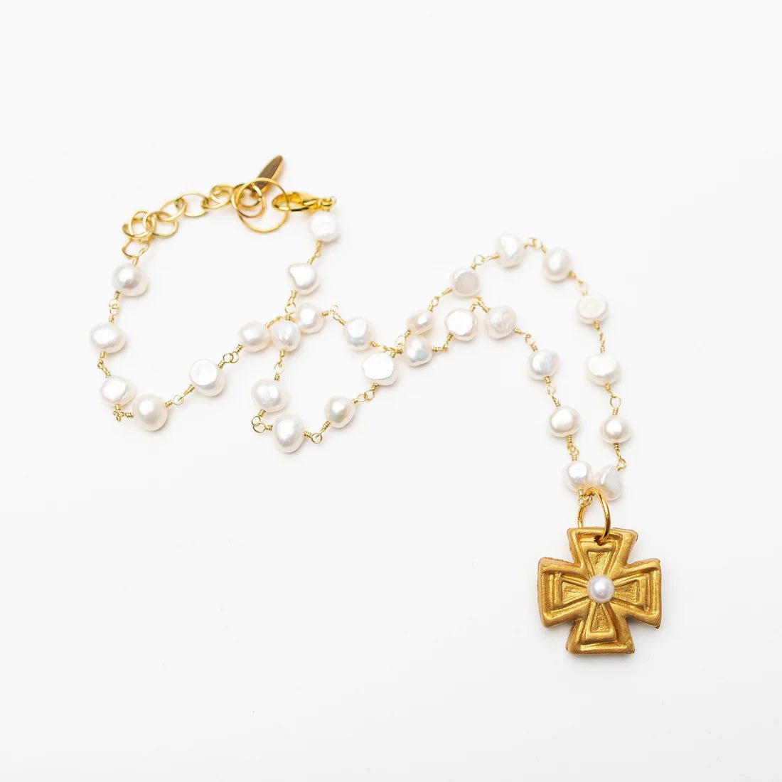 Freshwater Pearl Chain with Anna Pearl Cross - Blissful Boutique