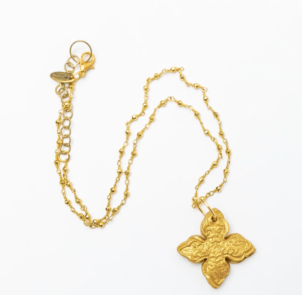 Gold Pyrite Chain with Kait Cross - Blissful Boutique