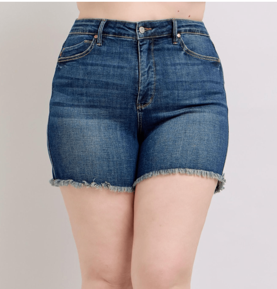 Judy Blue High Waist Tummy Control Fray Hem Shorts - Blissful Boutique