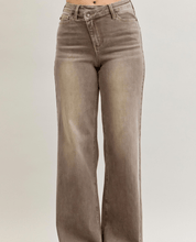 Mocha Criss Cross Jeans - Blissful Boutique