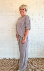 Mocha Mineral Washed Short Sleeve Top - Blissful Boutique
