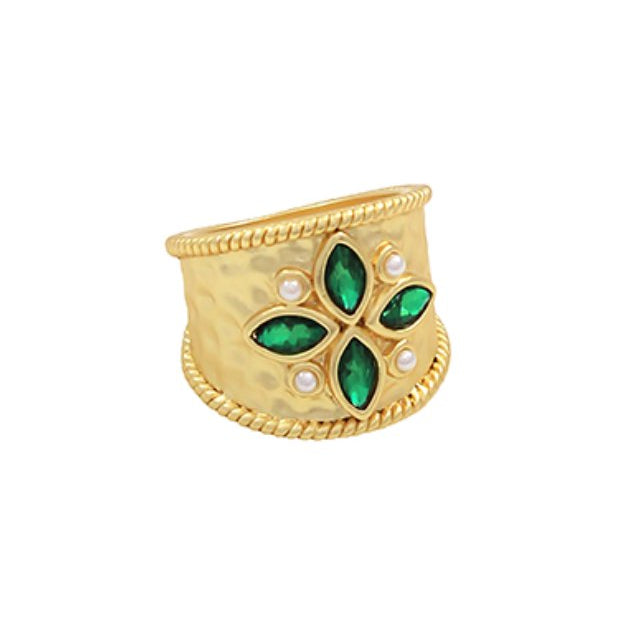 Pave Crystal and Textured Metal Ring - Blissful Boutique