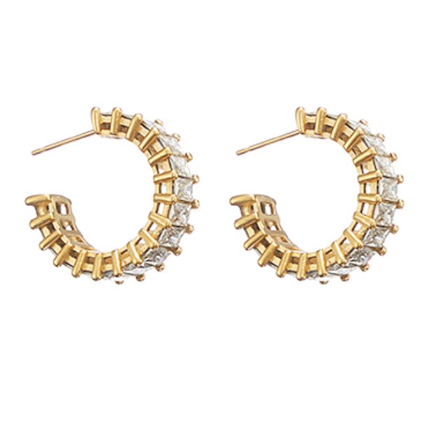 Pave Stainless Steel Hoops - Blissful Boutique