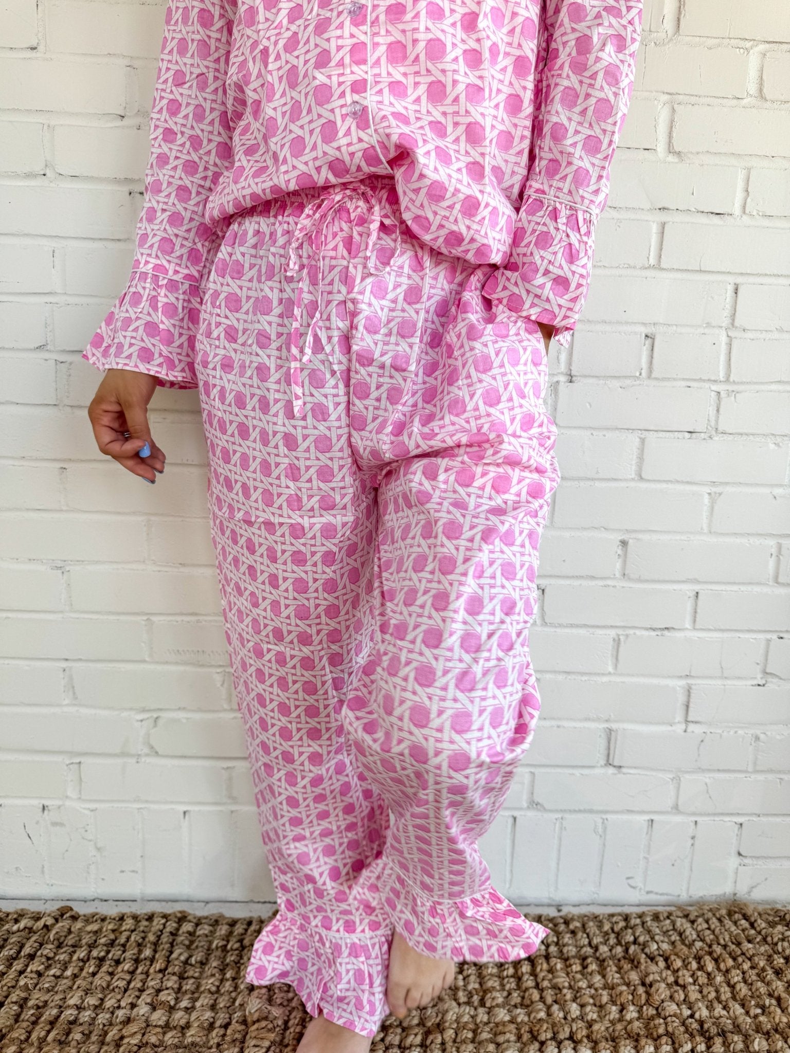 Pink Bamboo Ruffle Pajama Set - Blissful Boutique