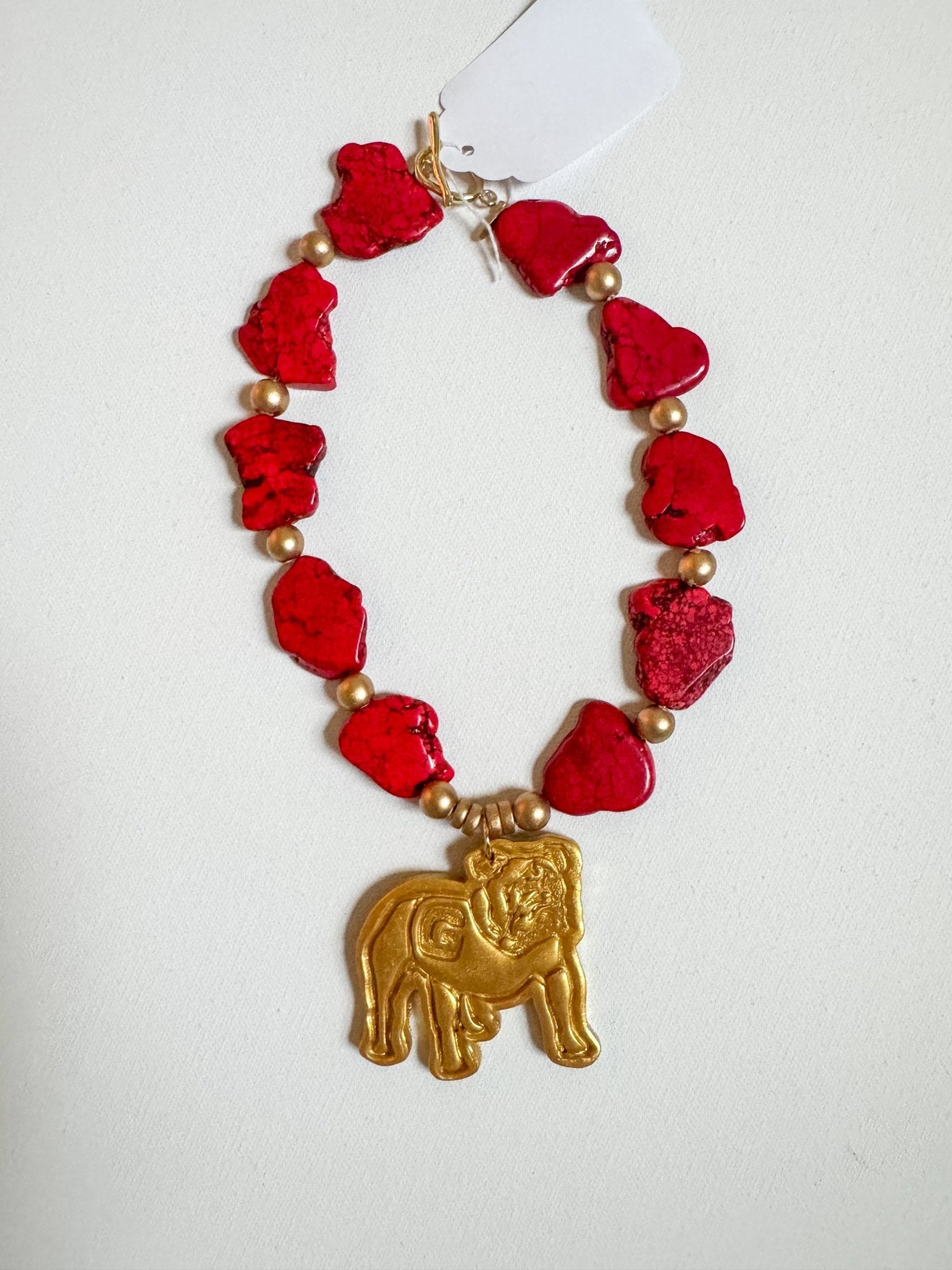 Red Nuggets with Bulldog Necklace - Blissful Boutique