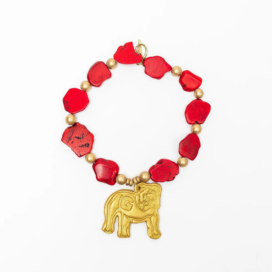 Red Nuggets with Bulldog Necklace - Blissful Boutique