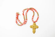 Red & White African Glass with Acts Cross - Blissful Boutique
