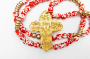 Red & White African Glass with Acts Cross - Blissful Boutique