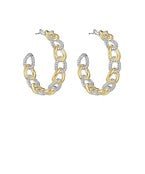 Two Tone Linked Chain Hoops - Blissful Boutique