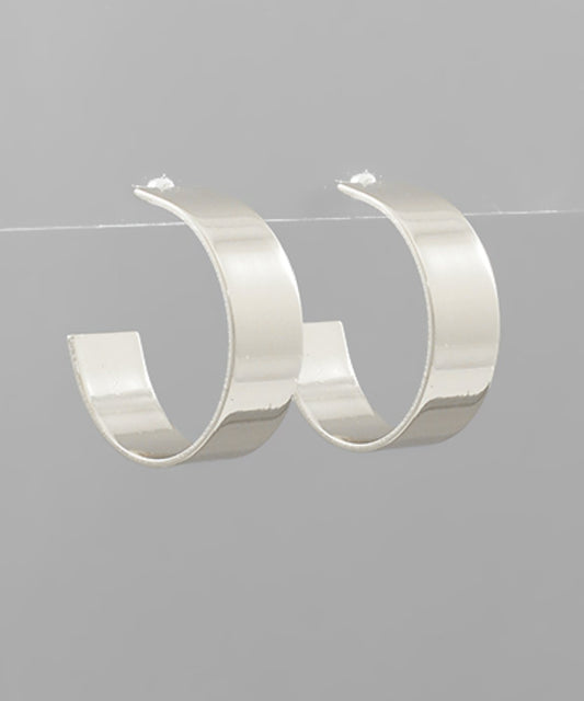 30mm Wide Hoops Rhodium - Blissful Boutique