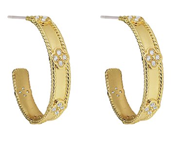 40mm CZ Clover Station Textured Hoops - Blissful Boutique