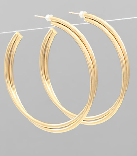 45mm 2 Row Twisted Hoops - Blissful Boutique