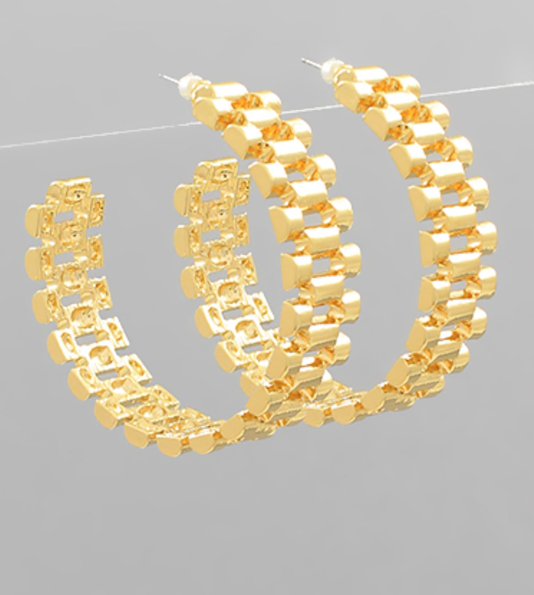 45mm Watch Chain Gold Wide Hoops - Blissful Boutique