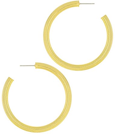 50mm Brass Textured Hoops - Blissful Boutique