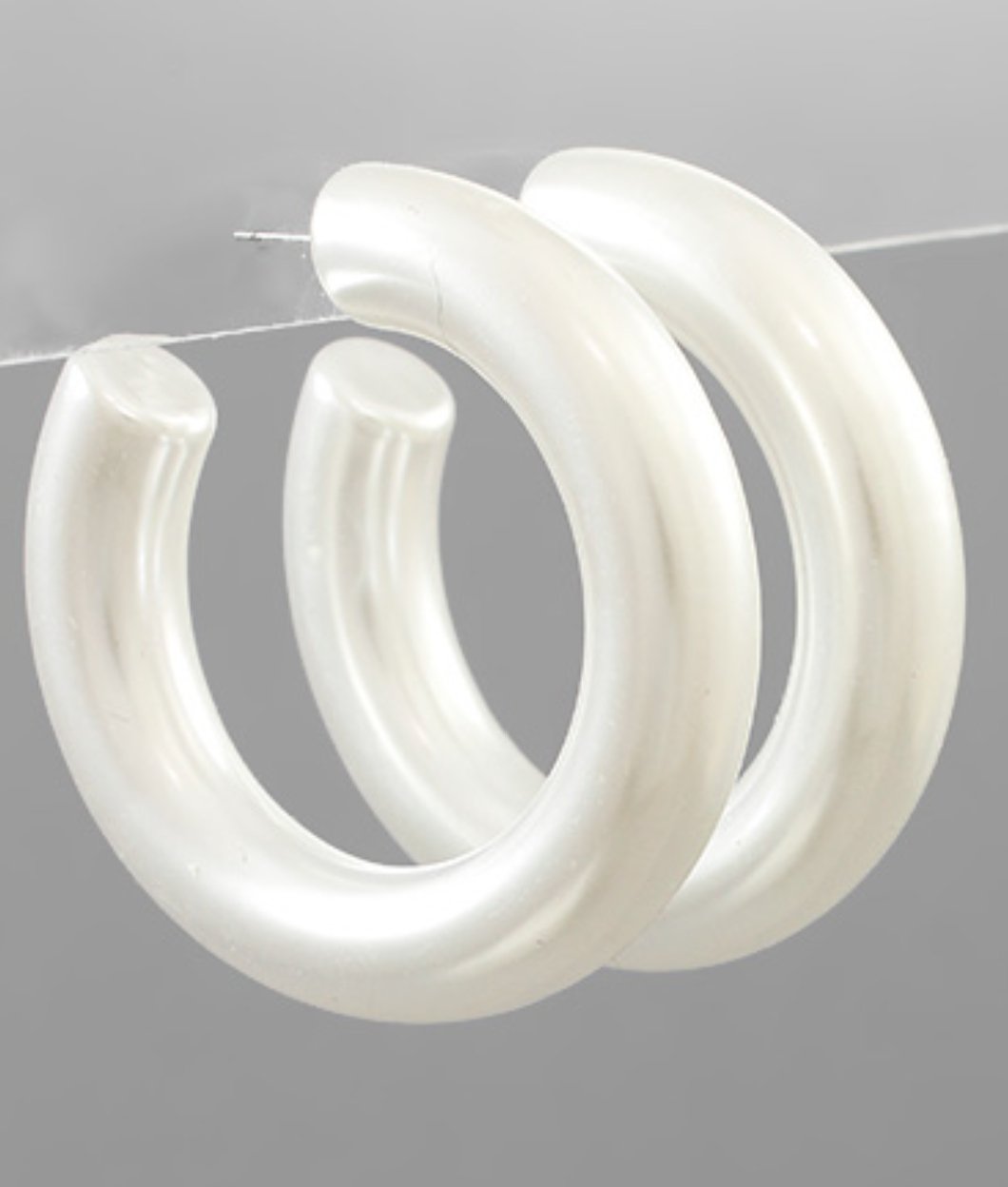 55mm Cream Pearlized Tube Hoops - Blissful Boutique