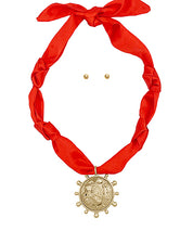Bulldog Head Pendant Scarf Necklace