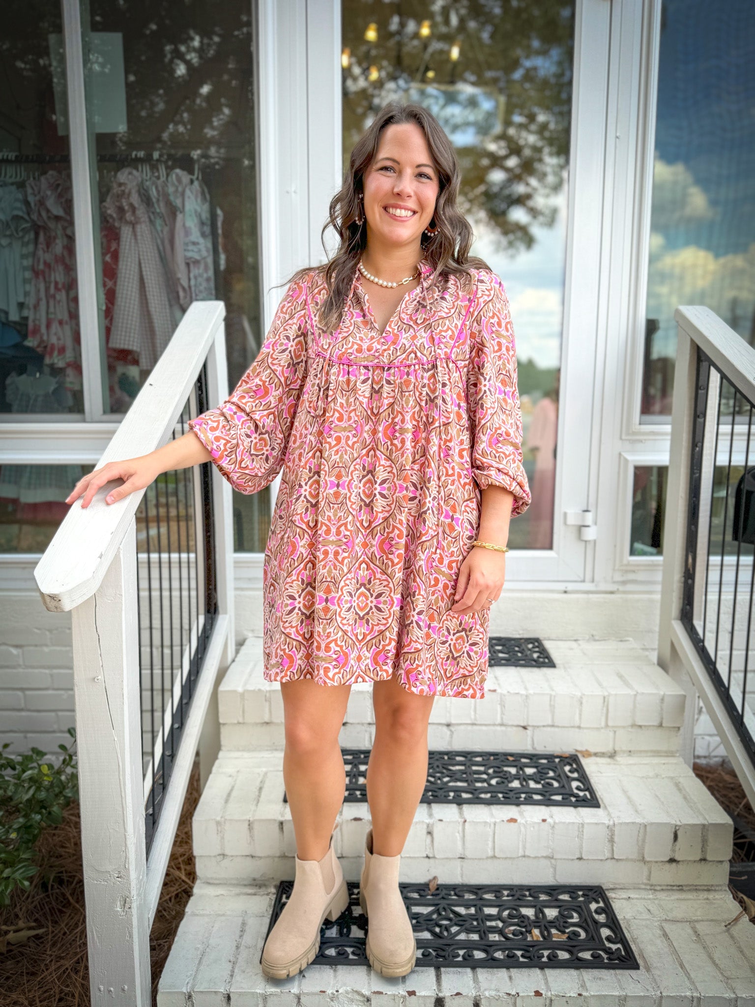 Abstract Boho Dress - Blissful Boutique