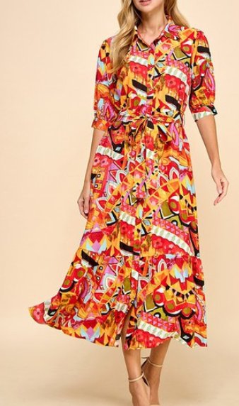 Abstract Midi Dress - Blissful Boutique