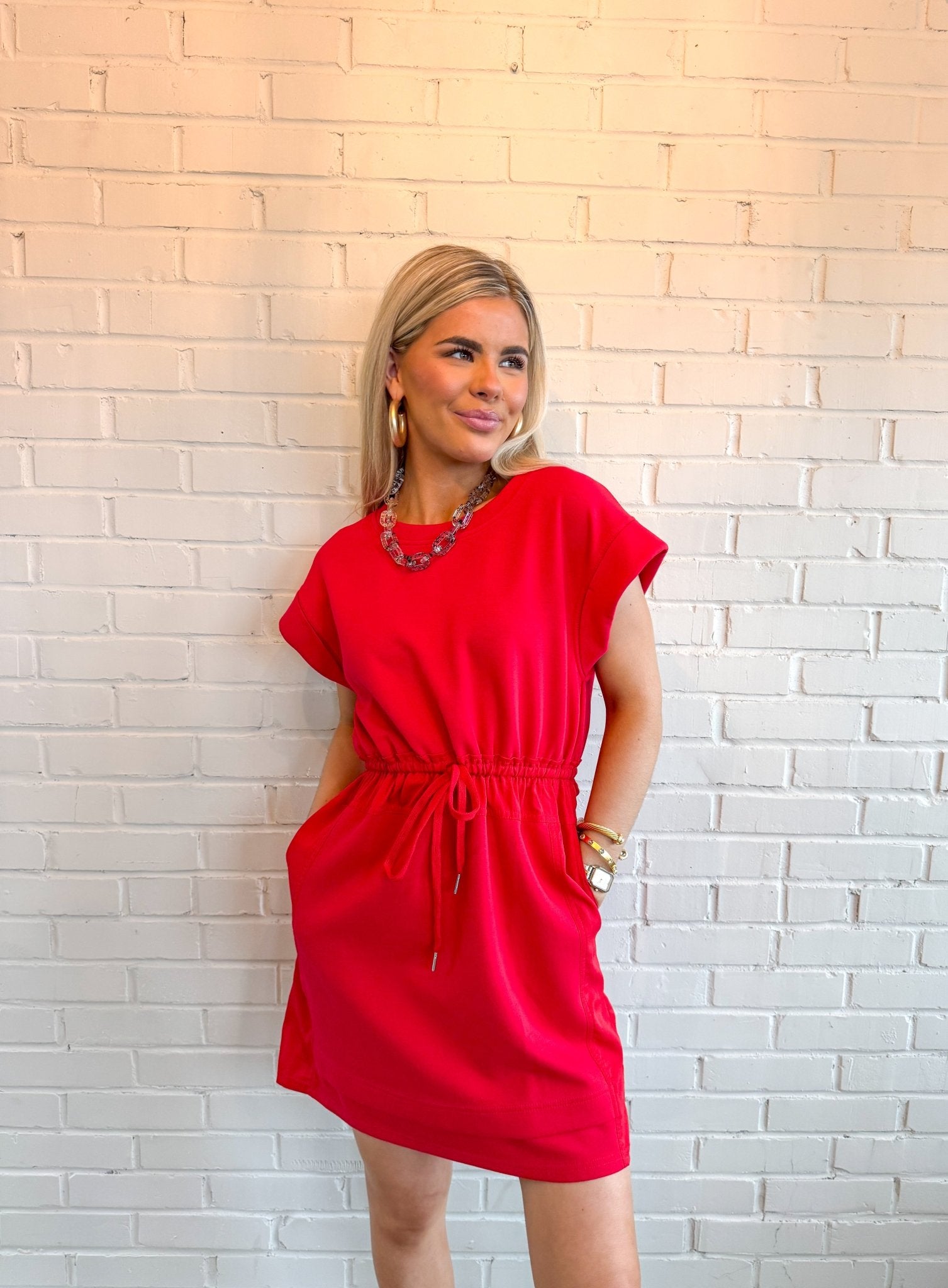 Alice Jersey Red Dress - Blissful Boutique