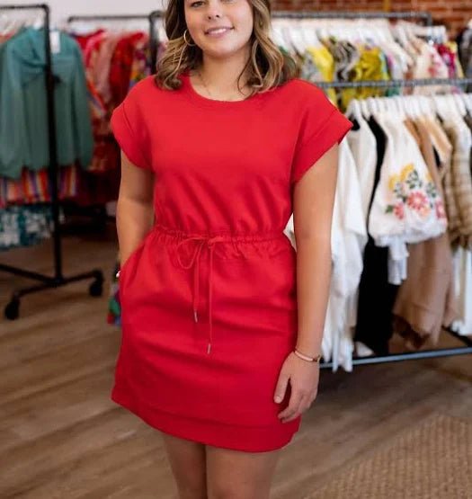 Alice Jersey Red Dress - Blissful Boutique