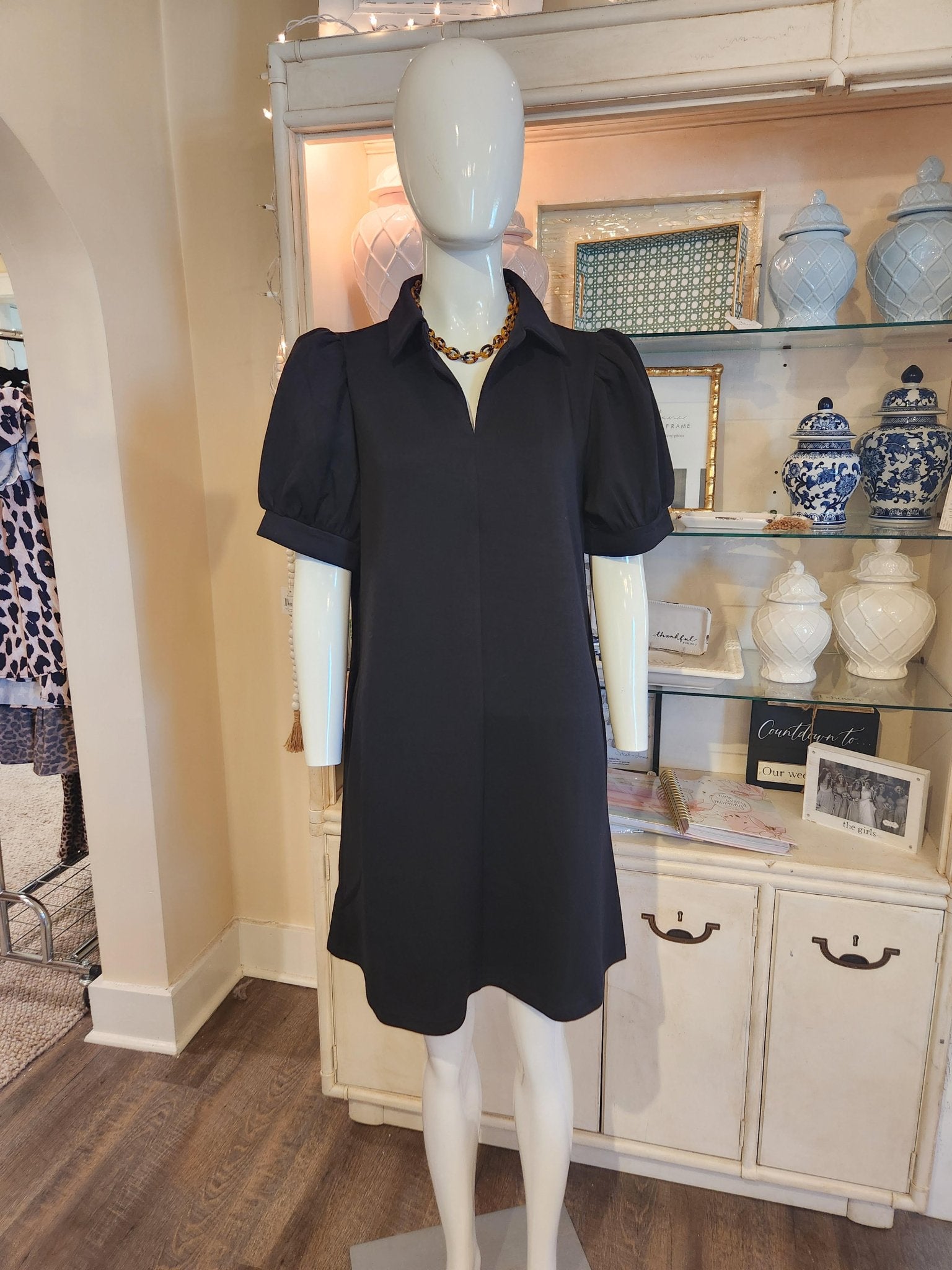 Amelia Black Dress w Pockets - Blissful Boutique