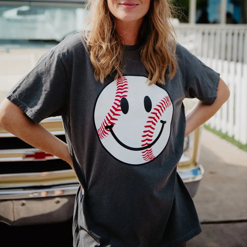 Baseball Happy Face T - Shirt - Blissful Boutique