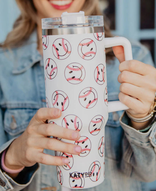 Baseball Happy Face Tumbler - Blissful Boutique