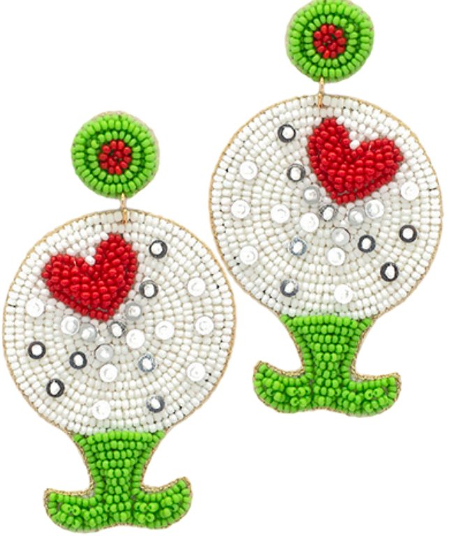 Beaded Golf with Heart Earrings - Blissful Boutique