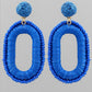 Beaded Open Oval Raffia Earrings - Blissful Boutique