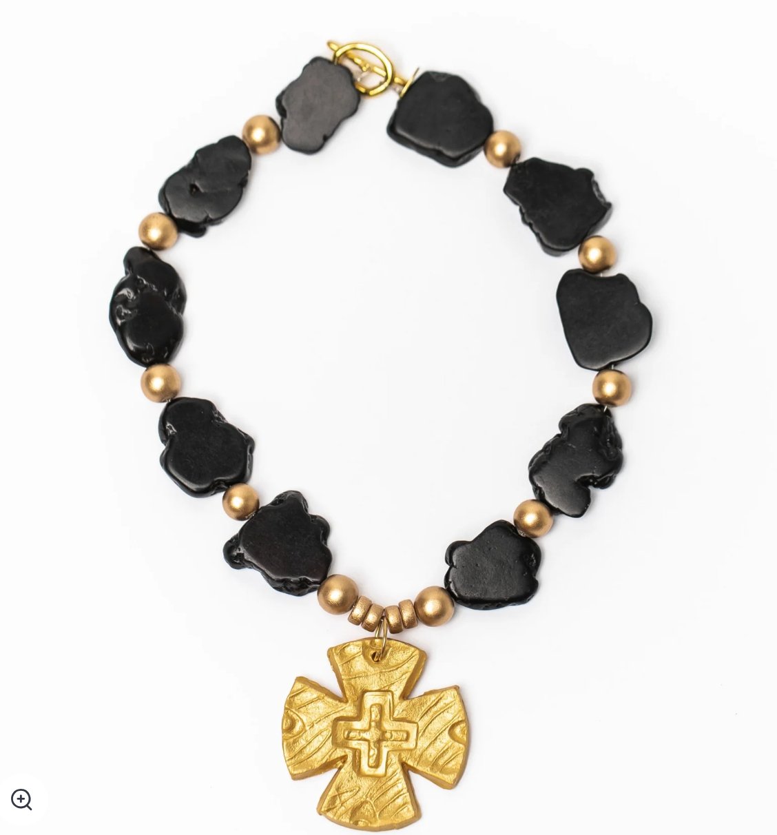 Black Jade Nuggets with Cari Cross Necklace - Blissful Boutique