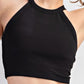 black ribbed halter tank - Blissful Boutique