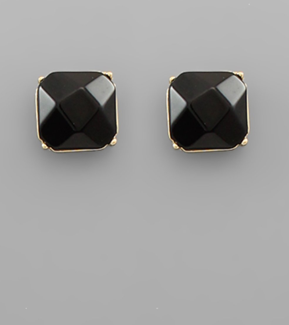 Black Square Stone Earrings - Blissful Boutique