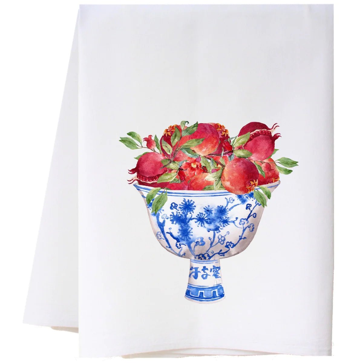 BLUE AND WHITE BOWL OF POMEGRANATES FLOUR SACK TOWEL - Blissful Boutique