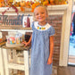 Blue Gingham Halloween Boo Smocked Bishop Dress - Blissful Boutique