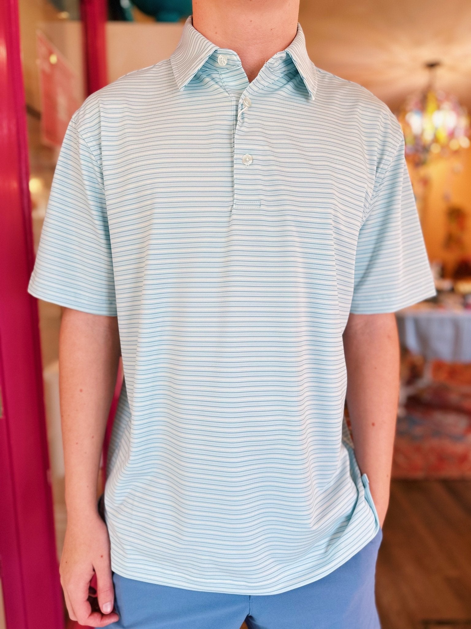 Blue Mist Wrightsville Performance Polo - Blissful Boutique