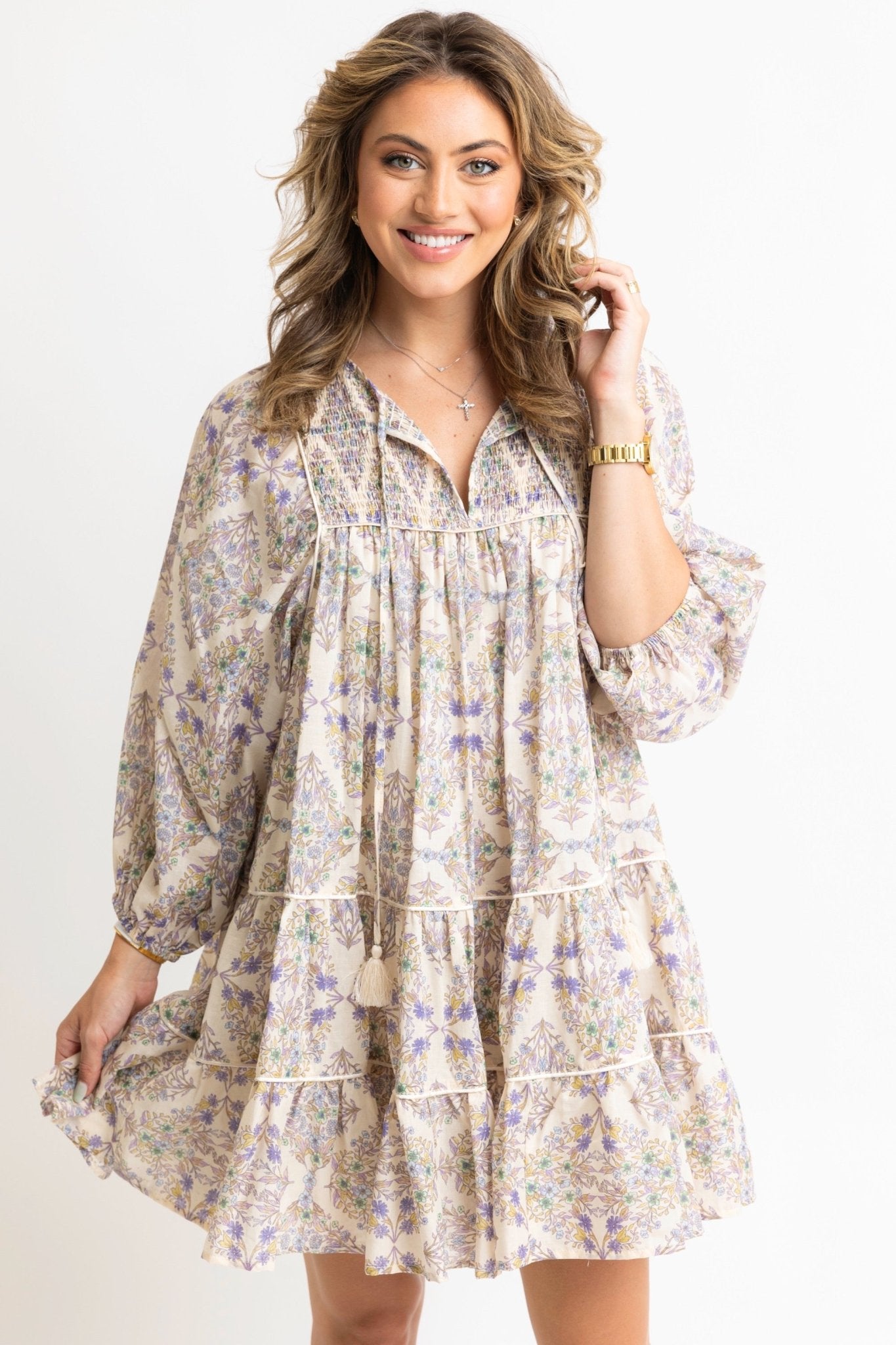 Boho Floral Tier Short Dress - Blissful Boutique