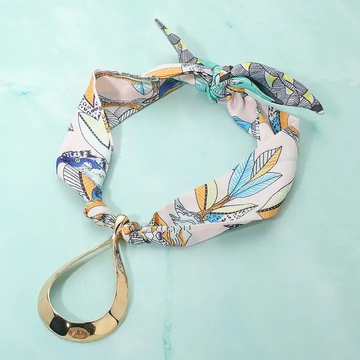 Bold Open Metal Teardrop Pendant Scarf Necklace - Blissful Boutique