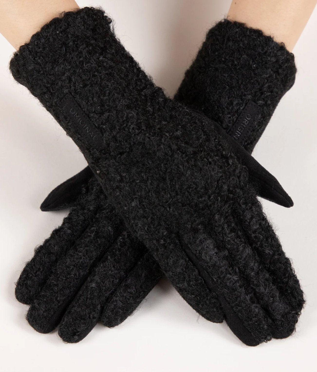 Boucle' and Faux Suede Logo Gloves - Blissful Boutique