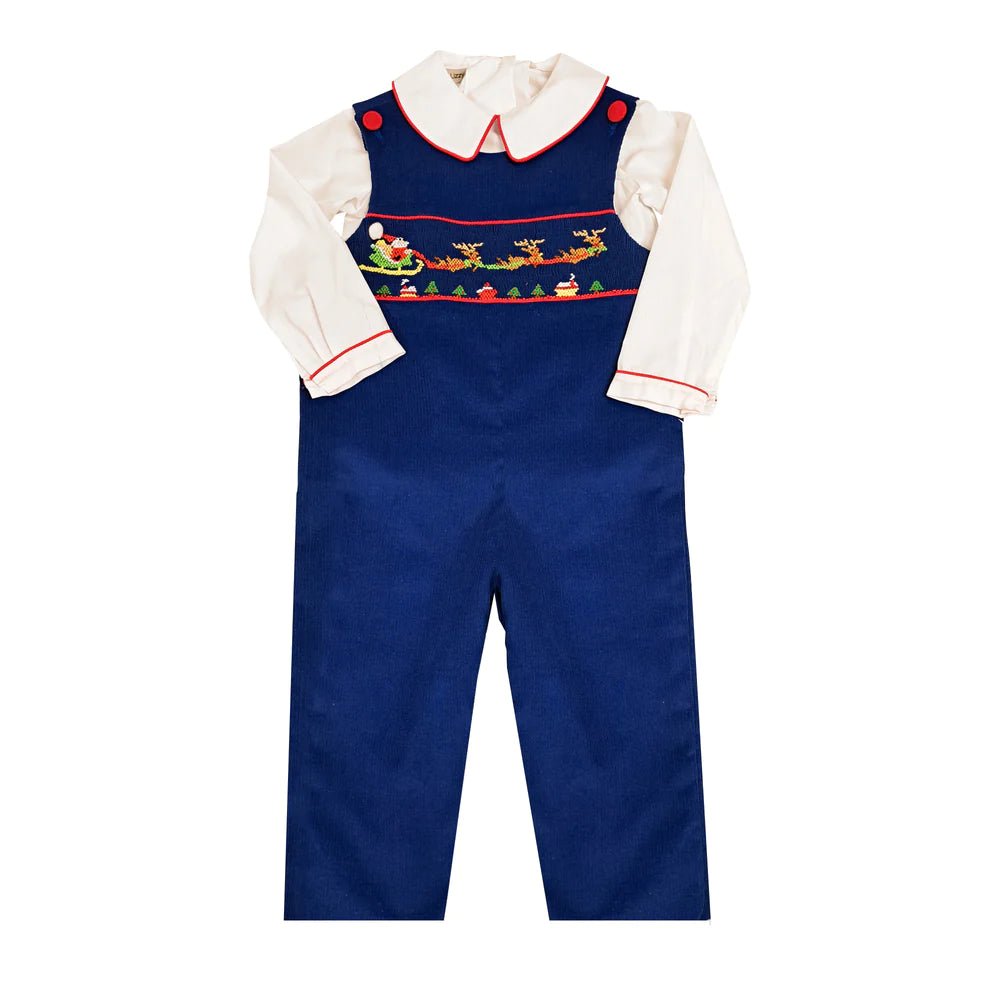 Boys Smocked Christmas Overall - Blissful Boutique