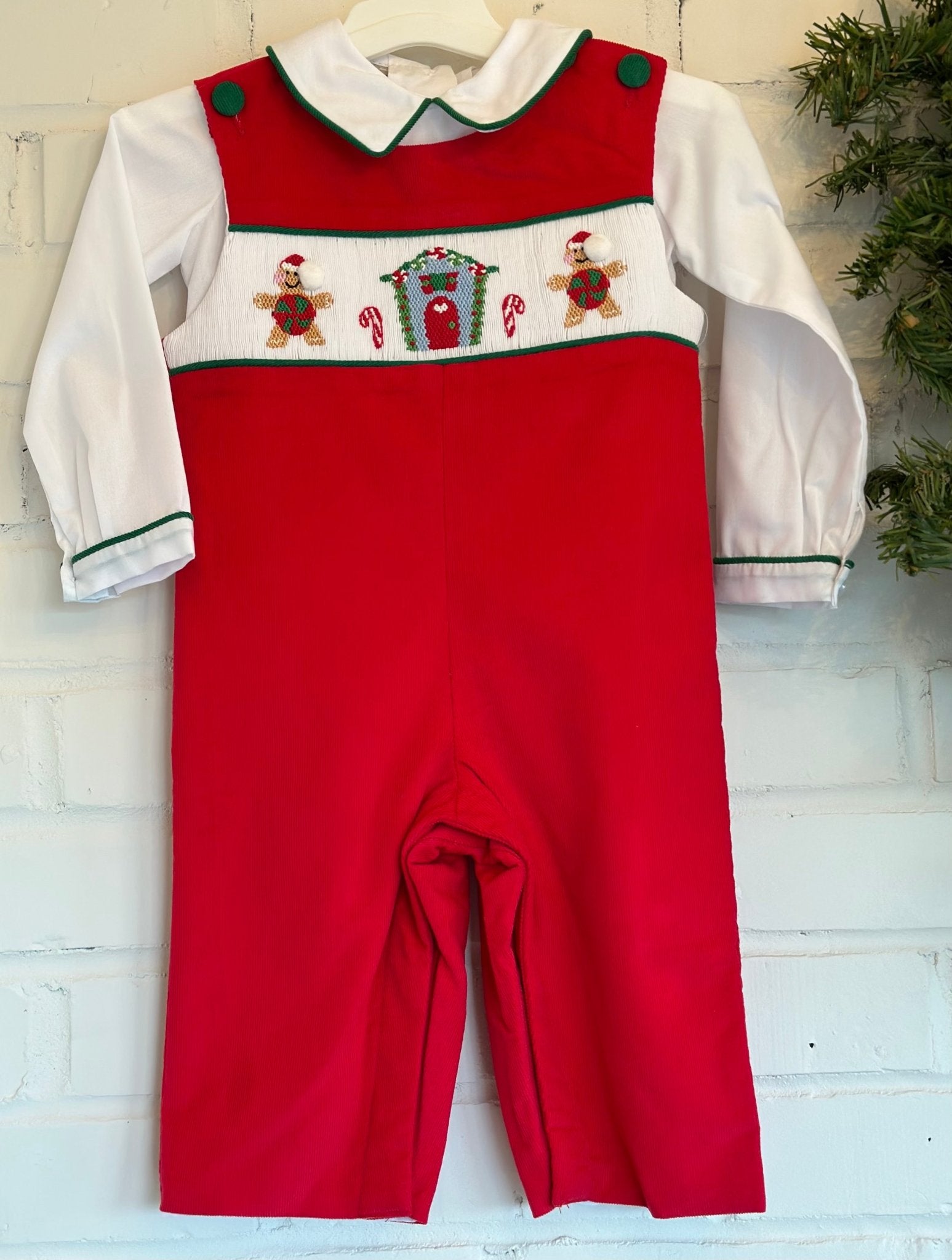 Boys Smocked Christmas Overall - Blissful Boutique