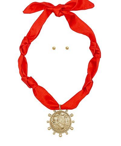 Bulldog Head Pendant Scarf Necklace - Blissful Boutique