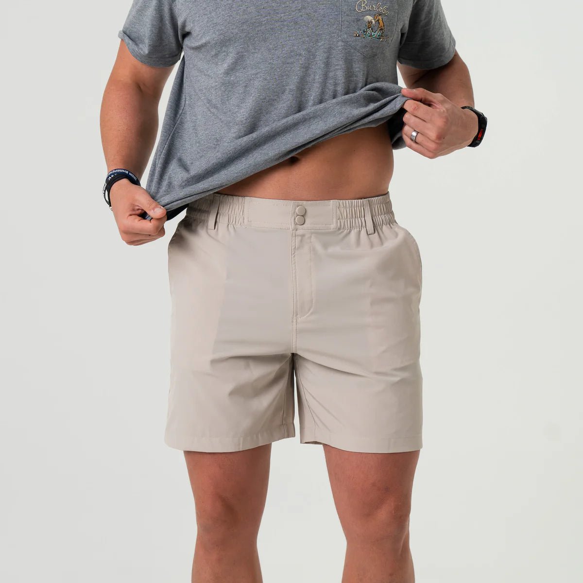 Burlebo Everyday Short - Light Khaki - American Flag Pocket - Blissful Boutique