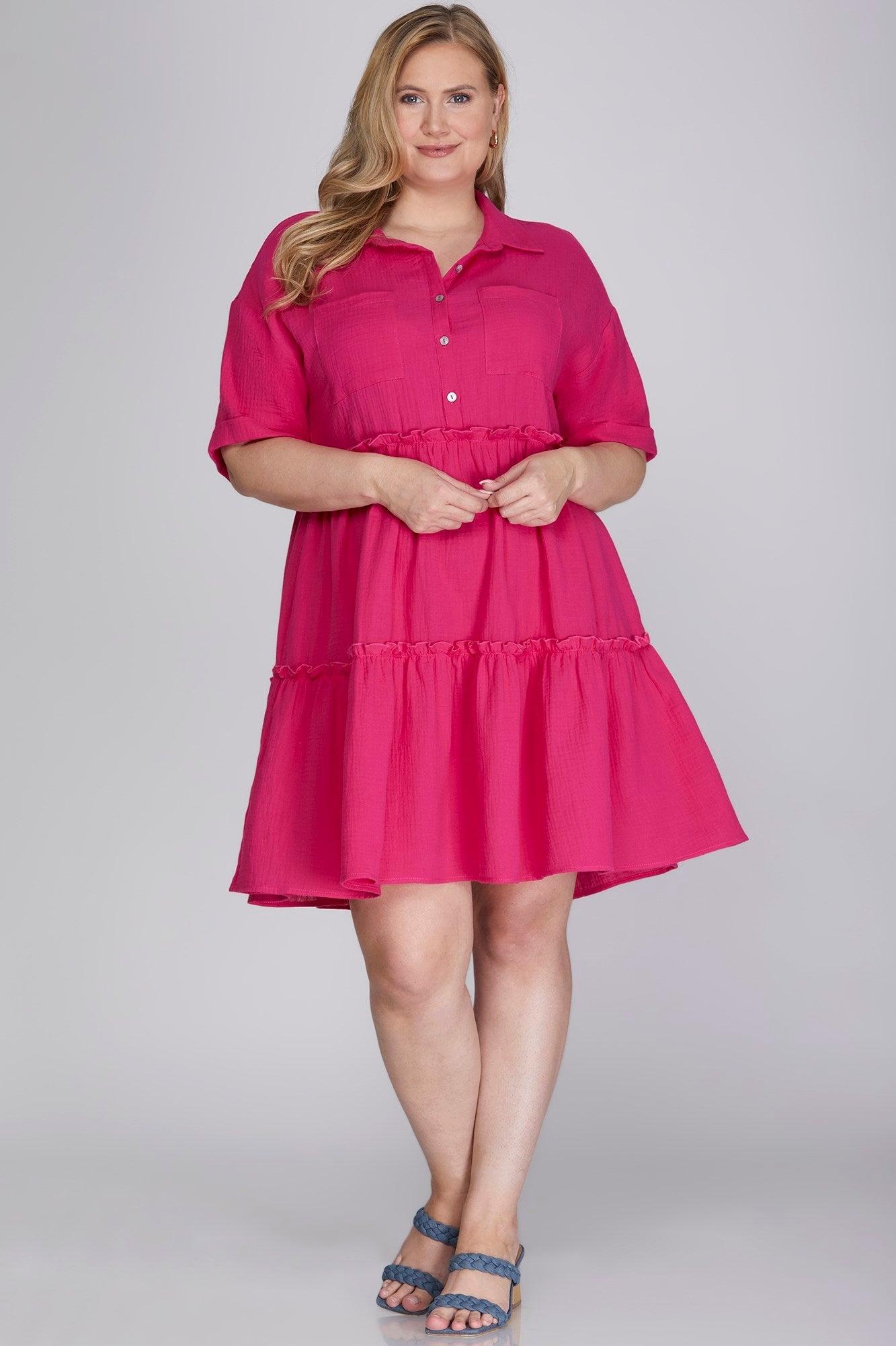 Button Down Collared Dress - Blissful Boutique