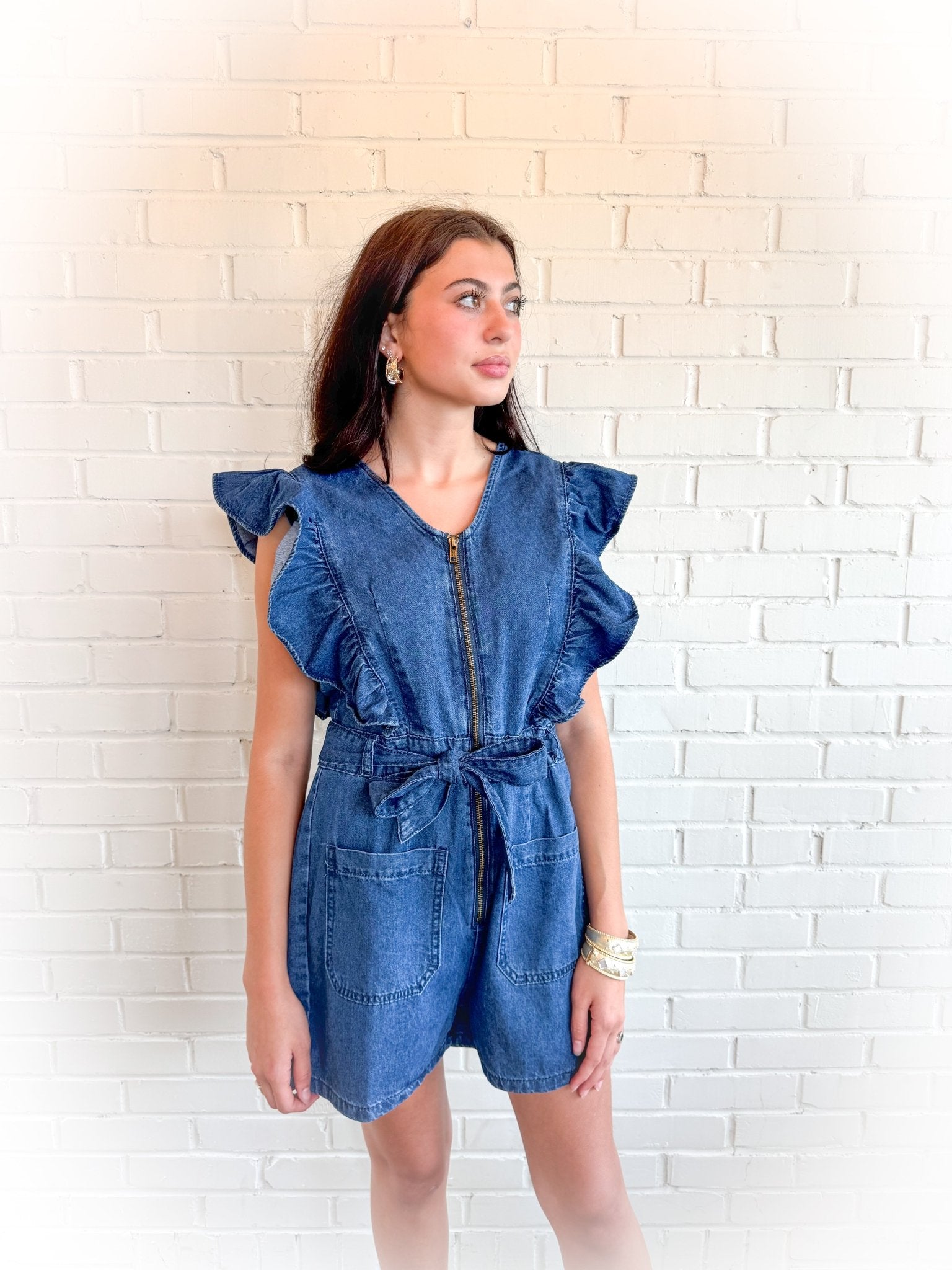 Chassidy Denim Romper - Blissful Boutique