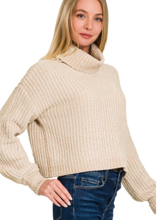 Chenille Turtle Neck Sweater - Blissful Boutique