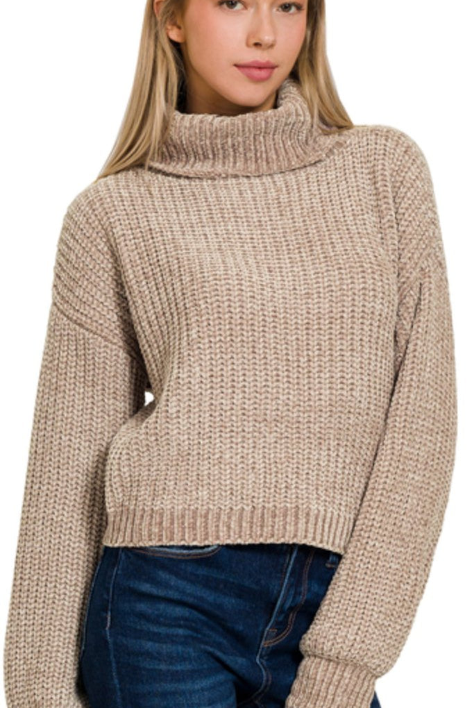 Chenille Turtle Neck Sweater - Blissful Boutique