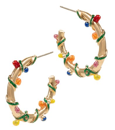 Christmas Lights Open Hoops in Gold - Blissful Boutique