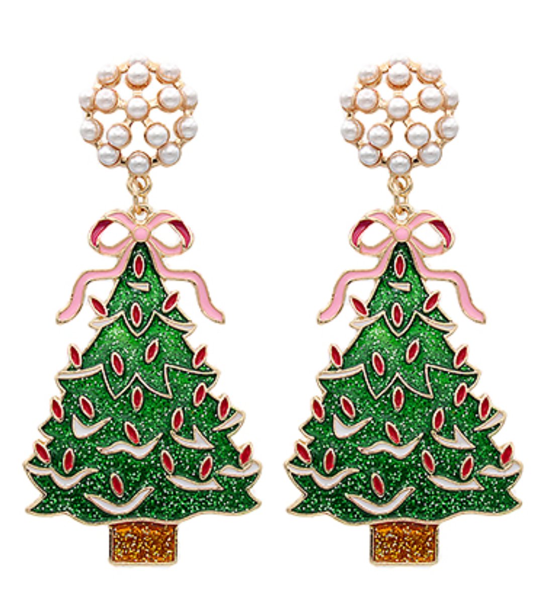 Christmas Tree Epoxy Drop Earrings - Blissful Boutique