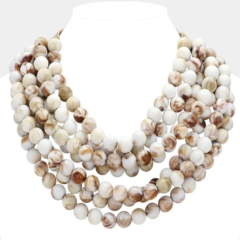 Chunky Acrylic Bead Layered Faux Leather Magnetic Necklace - Blissful Boutique